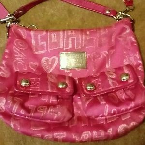 Coach poppy pink story patch purse